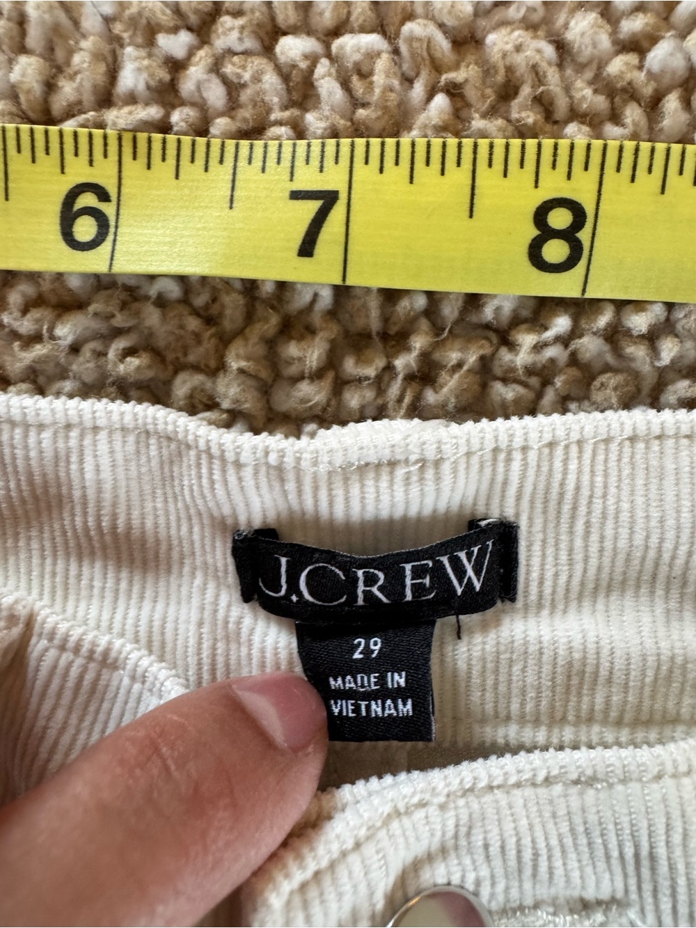 J.Crew Ivory Corduroy High Rise Wide Leg Pants Size 29 - Picture 5 of 5